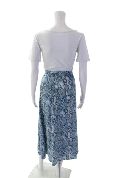 Zadig & Voltaire Womens Side Button Snakeskin Print Silk Skirt Blue Size FR 40