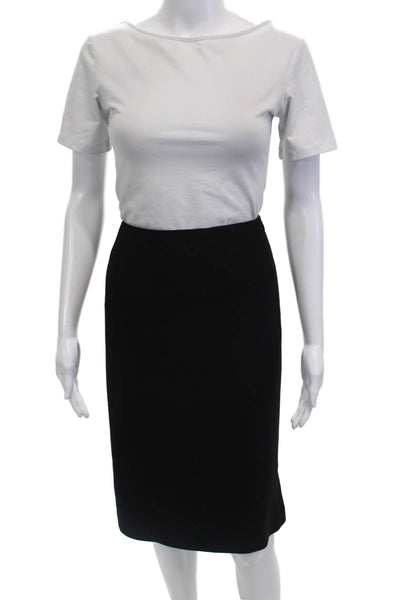 Talbots Womens Solid Flat Front Knee Length A Line Skirt Black Size 10