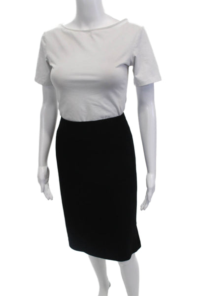 Talbots Womens Solid Flat Front Knee Length A Line Skirt Black Size 10