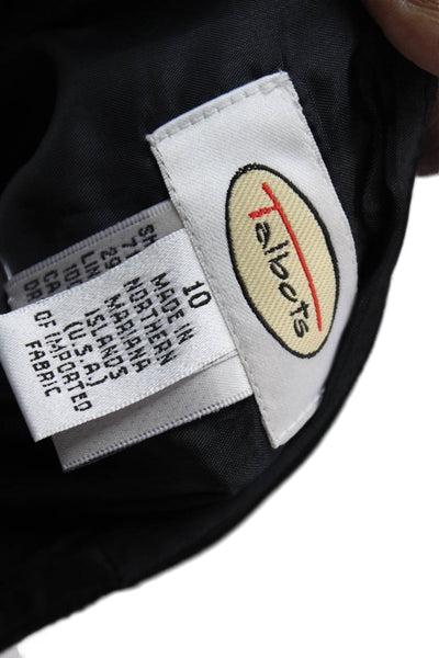 Talbots Womens Solid Flat Front Knee Length A Line Skirt Black Size 10