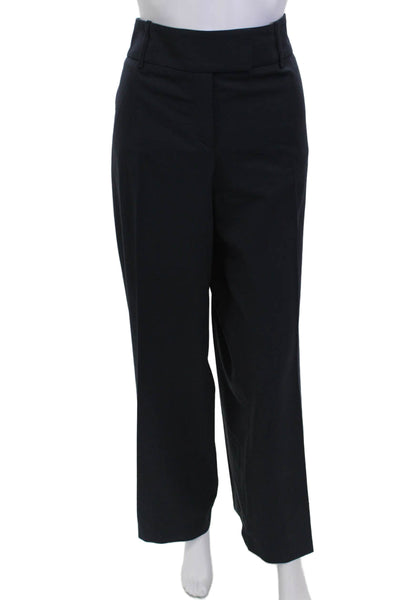 Boss Hugo Boss Womens Wool Flat Front Straight Leg Slacks Blue Size 12