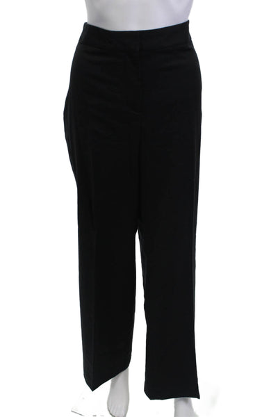 Talbots Womens Wool Flat Front Straight Leg Trousers Black Size 12