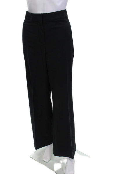 Talbots Womens Wool Flat Front Straight Leg Trousers Black Size 12