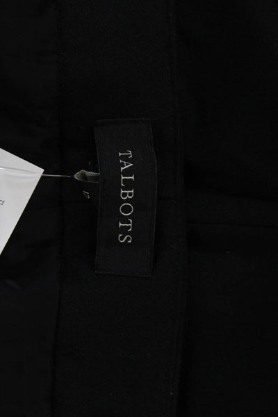 Talbots Womens Wool Flat Front Straight Leg Trousers Black Size 12