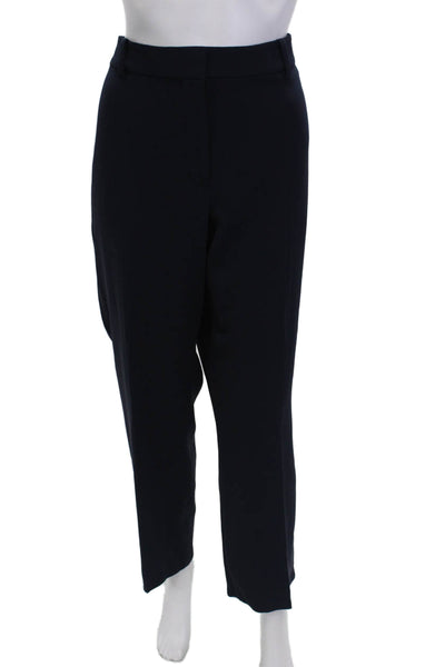 Talbots Womens Solid Flat Front Straight Leg Dress Pants Blue Size 12