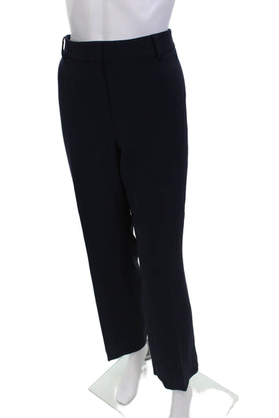 Talbots Womens Solid Flat Front Straight Leg Dress Pants Blue Size 12