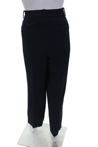 Talbots Womens Solid Flat Front Straight Leg Dress Pants Blue Size 12