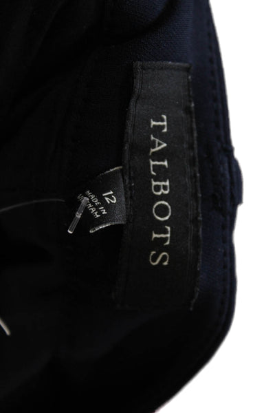 Talbots Womens Solid Flat Front Straight Leg Dress Pants Blue Size 12