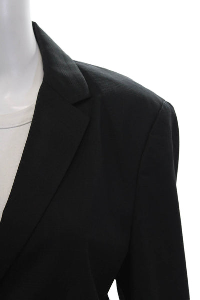 Zanella Womens Wool Two Button Collared Blazer Jacket Black Size 12