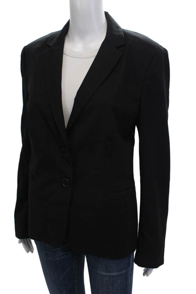 Zanella Womens Wool Two Button Collared Blazer Jacket Black Size 12