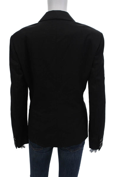 Zanella Womens Wool Two Button Collared Blazer Jacket Black Size 12