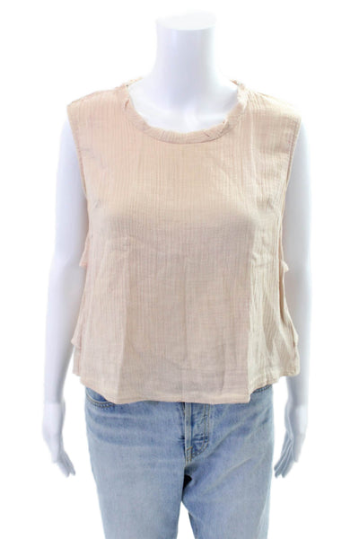 Amo Womens Solid Round Neck Pullover Tank Top Blouse Pink Size XS