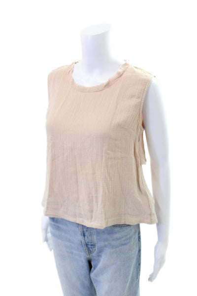 Amo Womens Solid Round Neck Pullover Tank Top Blouse Pink Size XS