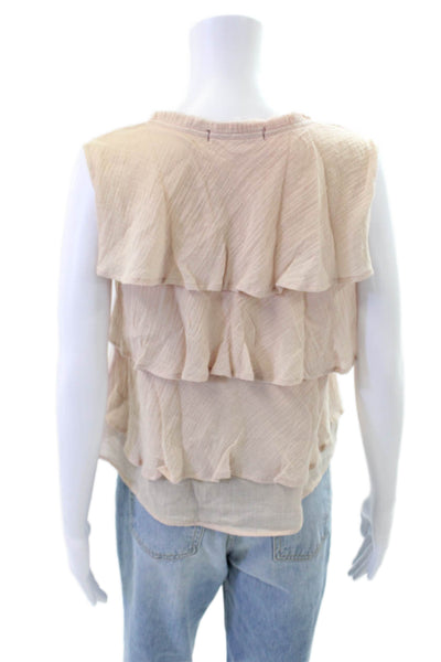 Amo Womens Solid Round Neck Pullover Tank Top Blouse Pink Size XS