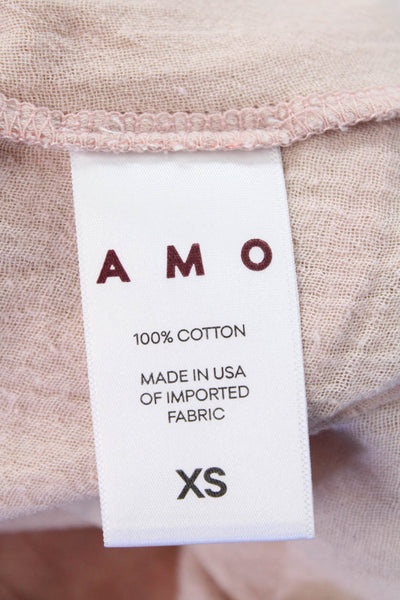 Amo Womens Solid Round Neck Pullover Tank Top Blouse Pink Size XS