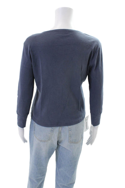 Brandy Melville Womens Cotton Button Up Long Sleeve Top Blue Size OS