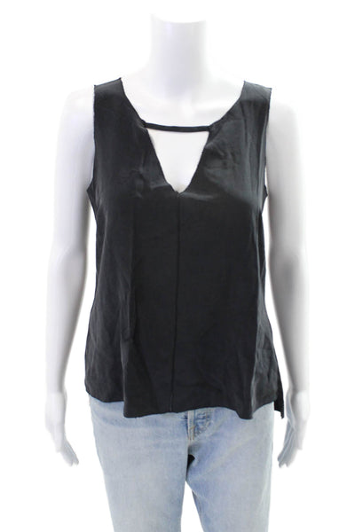 Go Silk Womens Silk Keyhole Tank Top Blouse Black Size XS