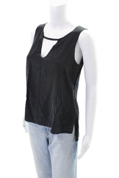 Go Silk Womens Silk Keyhole Tank Top Blouse Black Size XS