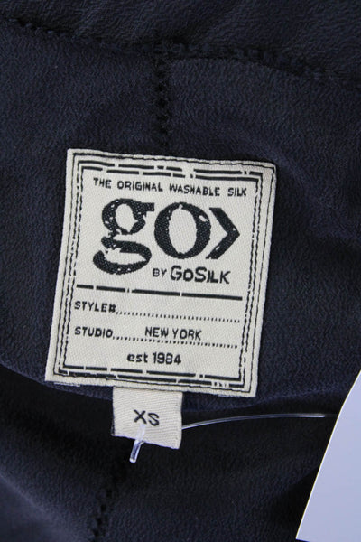 Go Silk Womens Silk Keyhole Tank Top Blouse Black Size XS