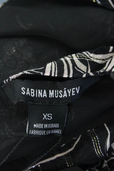 Sabina Musayev Womens Metallic Floral Tank Top Blouse Black Size XS
