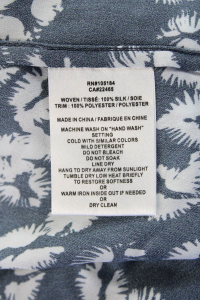 Go Silk Womens Silk Abstract Print V-Neck Sleeveless Blouse Top Blue Size XS