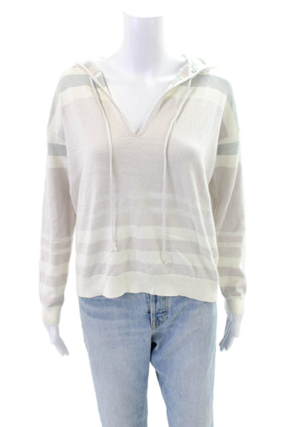 One Grey Day Womens Cotton Blend Striped Pullover Hoodie Purple Size XS