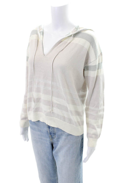 One Grey Day Womens Cotton Blend Striped Pullover Hoodie Purple Size XS