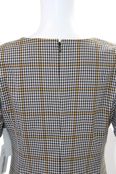 Amanda Uprichard Womens Checkered Short Sleeve A-Line Dress Black Size S