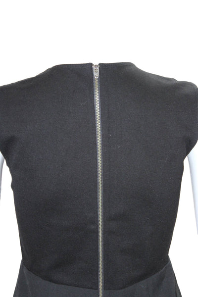 Mason Womens Leather Panel V-Neck Sleeveless Dress Black Size 2