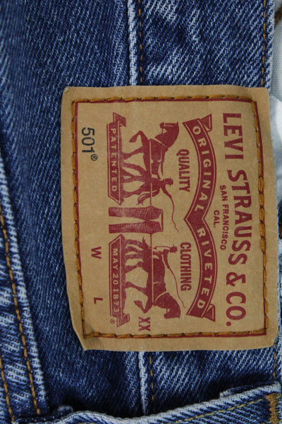 Levis Womens Denim Button Up High Rise Cut Off Shorts Blue Cotton Size 25