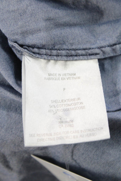 Theory Womens Marande Cadden Button Down Shirt Blue Cotton Size Petite