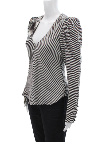 Frame Womens Silk Striped Blouse Black Size XS