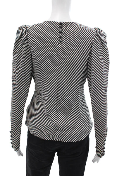 Frame Womens Silk Striped Blouse Black Size XS