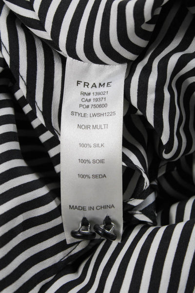 Frame Womens Silk Striped Blouse Black Size XS