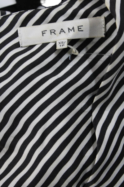 Frame Womens Silk Striped Blouse Black Size XS