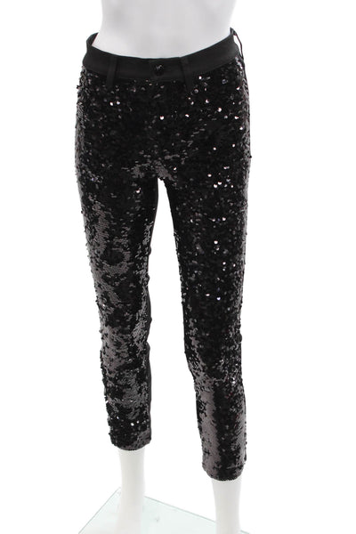 J Brand Womens Sequined Straight Pants Black Size 24