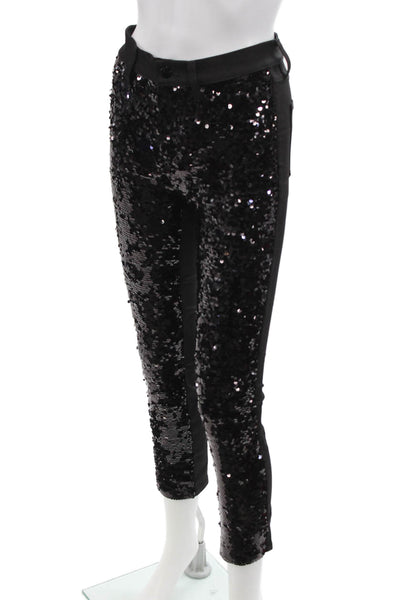 J Brand Womens Sequined Straight Pants Black Size 24