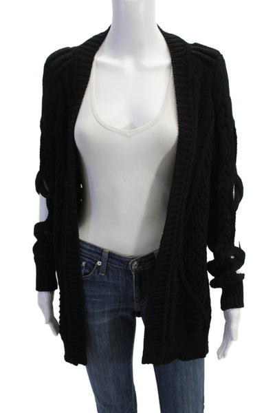 Cushnie Womens Long Sleeve Open Knit Cardigan Sweater Black Size Extra Small