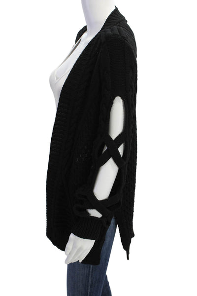 Cushnie Womens Long Sleeve Open Knit Cardigan Sweater Black Size Extra Small