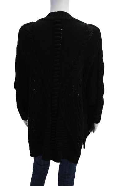 Cushnie Womens Long Sleeve Open Knit Cardigan Sweater Black Size Extra Small
