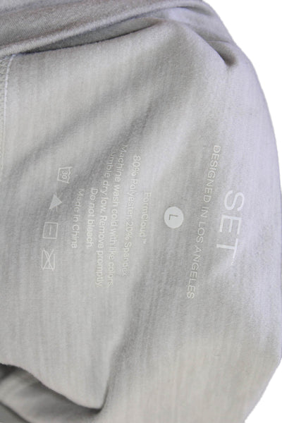 Set Womens Pull On High Waisted Ankle Leggings Heather Gray Size L
