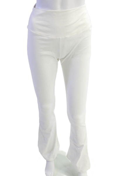 Splits59 Womens High Waisted Pull On Flare Leg Leggings White Size L