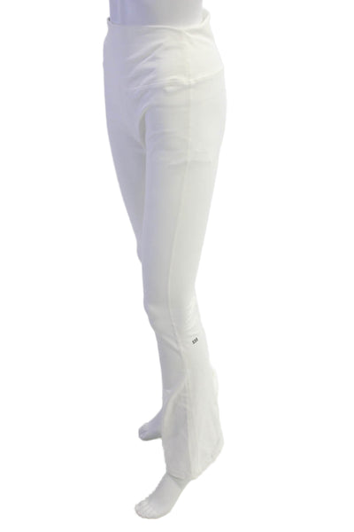 Splits59 Womens High Waisted Pull On Flare Leg Leggings White Size L