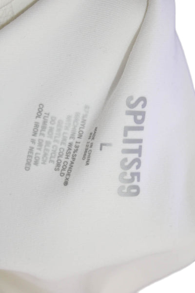 Splits59 Womens High Waisted Pull On Flare Leg Leggings White Size L