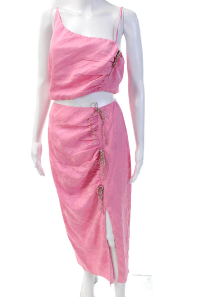 Wayf Womens Square Neck Spaghetti Strap Cut Out Dress Pink Size XL