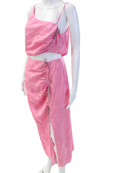 Wayf Womens Square Neck Spaghetti Strap Cut Out Dress Pink Size XL