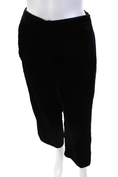 J Crew Womens Velour High Rise Pull On Slim Leg Pants Black Size 2