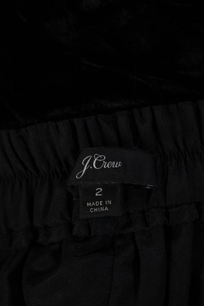 J Crew Womens Velour High Rise Pull On Slim Leg Pants Black Size 2