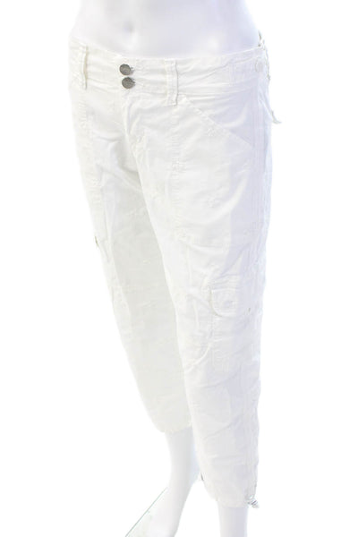 Sanctuary Anthropologie Womens Eyelet Slim Leg Pants White Cotton Size 26