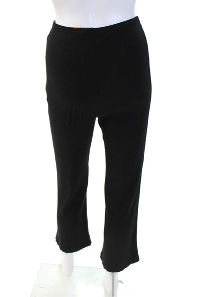 Reformation Womens Ribbed Pull On Wide Leg Pants Black Size Small